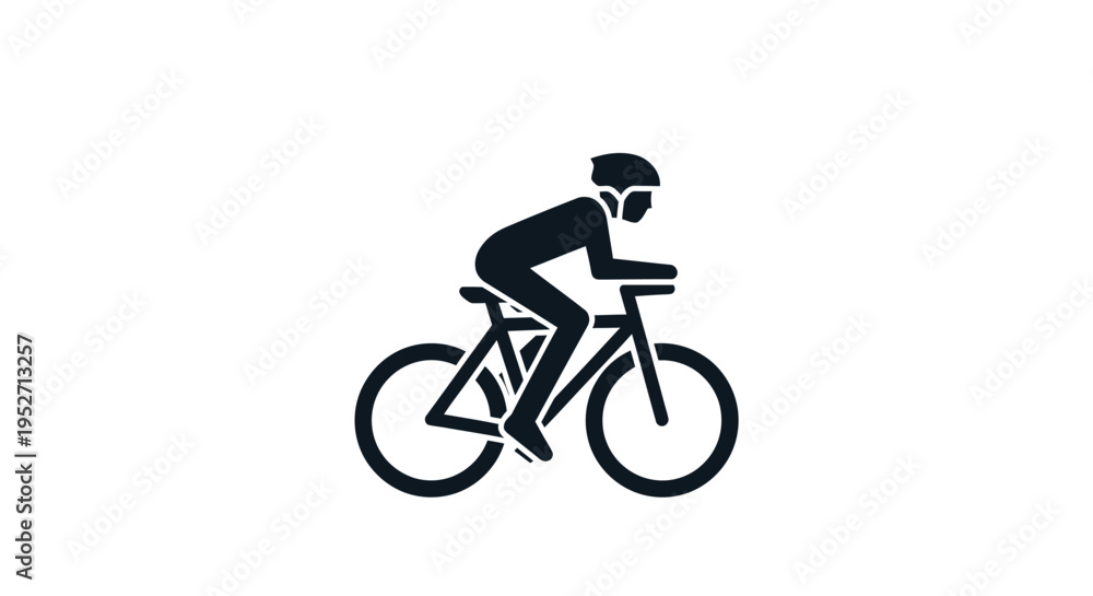 Obraz premium Minimalist Silhouette Depicting Cyclist in Action Against a Plain White Backdrop