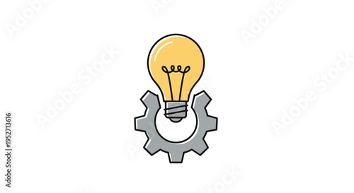 Conceptual illustration of innovation and teamwork with a light bulb and a gear symbol