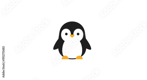 A charming cartoon penguin illustration isolated on a white backdrop, minimal design