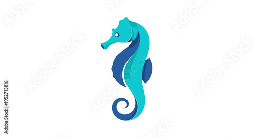 Illustration of a stylized seahorse, aquatic marine animal design on white background