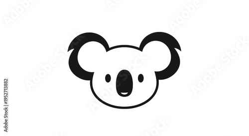Minimalist Koala Illustration on White Background, Simple Animal Graphic Design