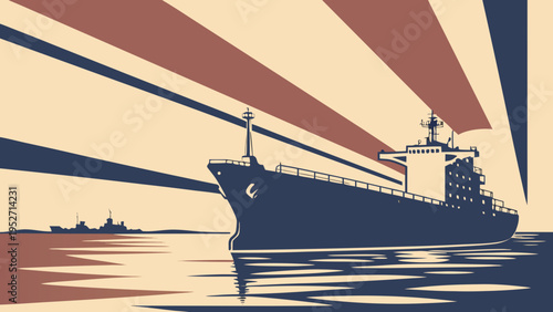 Oil Tanker Ship Sunset Vector – Cinematic Maritime Illustration