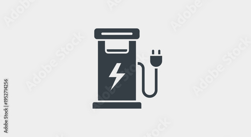 Minimalist Illustration of an Electric Vehicle Charging Station Icon Against a Light Grey Background