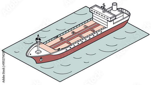 Isometric Oil Tanker Ship Vector – Modern 3D Marine Transport Illustration