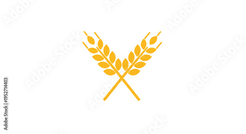 Crossed wheat icon design representing agricultural elements on a white backdrop