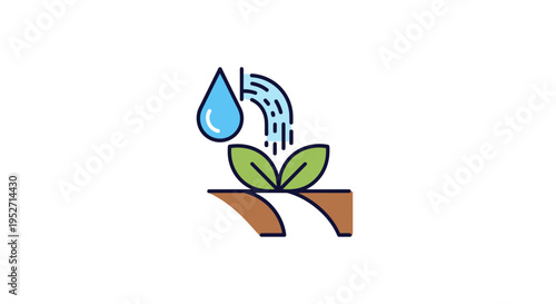 Illustration depicting the act of watering a plant symbolizing growth and environmental care