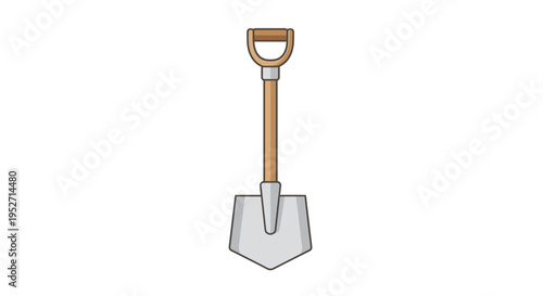 Illustration of a Simple Shovel Isolated on a White Background Ready for Excavation