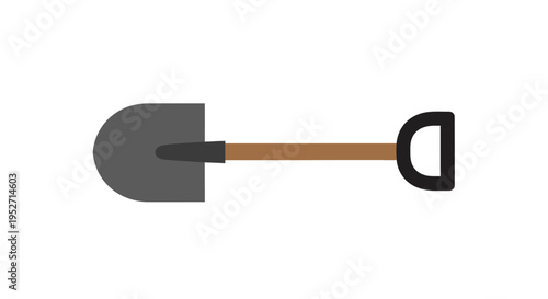 Minimalist Illustration of a Shovel on White Background, Suitable for Various Concepts