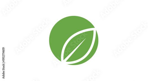 Minimalist Leaf Emblem Inside a Green Circle on White Background for Branding