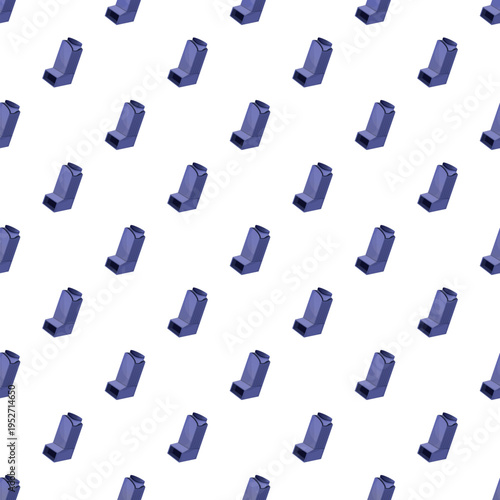 Asthma inhalers repeating across a white background illustrating respiratory wellness and treatment