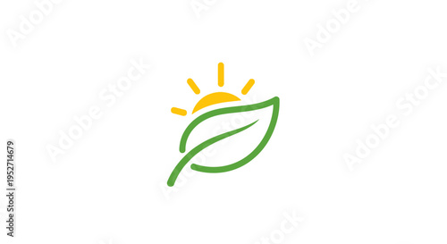 Minimalist sun and leaf logo design representing nature, growth, and sustainable energy