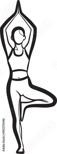 Yoga tree pose vrikshasana silhouette for wellness and health design