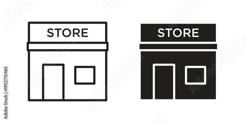 Store icons. Vector illustration. Editable stroke. Isolated icon suitable for web,