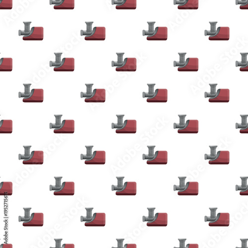 Red and grey meat grinder appliance creating a continuous background pattern