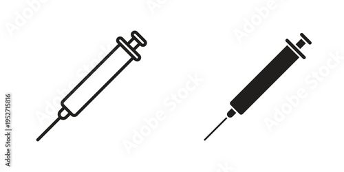 Syringe icons. Vector illustration. Editable stroke. Isolated icon suitable for web,