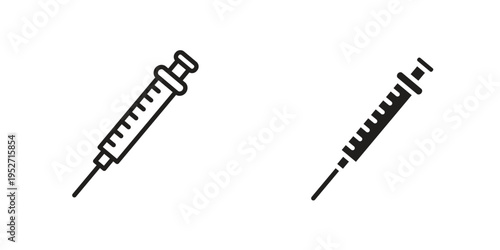 Syringe injection icons. Vector illustration. Editable stroke. Isolated icon suitable for web,