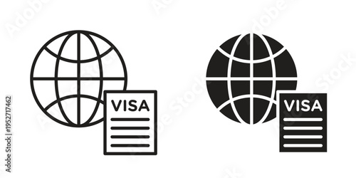Visa icons. Vector illustration. Editable stroke. Isolated icon suitable for web,