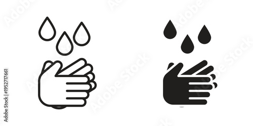 Wash hands icons. Vector illustration. Editable stroke. Isolated icon suitable for web,