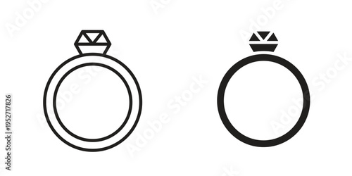 Wedding ring icons. Vector illustration. Editable stroke. Isolated icon suitable for web,