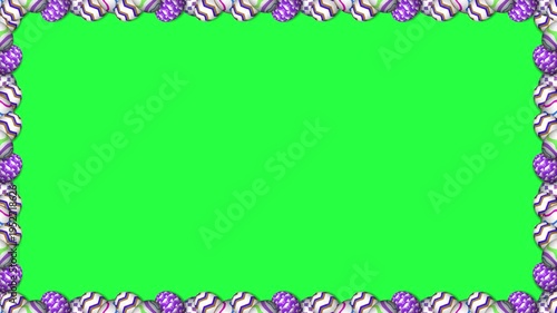 Many vibrantly detailed oval shapes encircle the entirely solid central area. This perfect green screen template makes custom placement very simple.