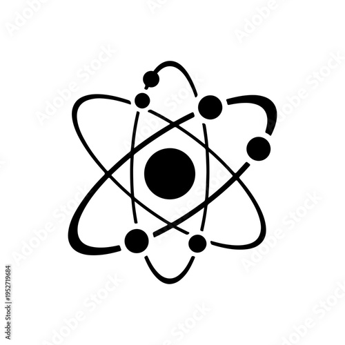 Atomic structure with orbiting electrons scientific illustration of atoms Vector illustration
