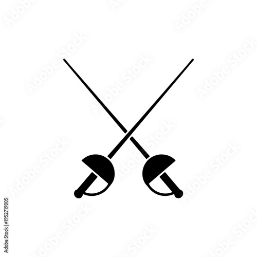 Crossed swords fencing icon representing duels and combat sports Vector illustration