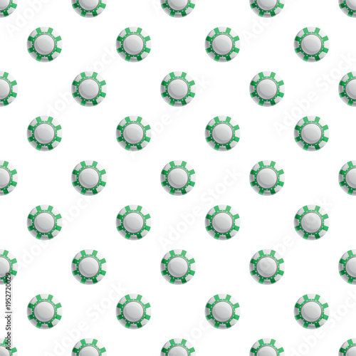 Green and white poker chips creating endless casino gambling pattern