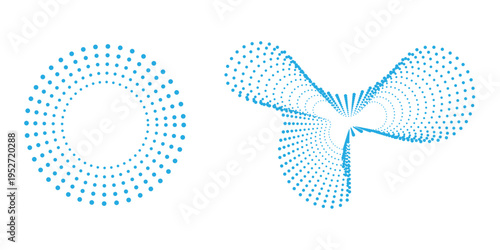 Abstract blue pixelated lettering of the letters o and m