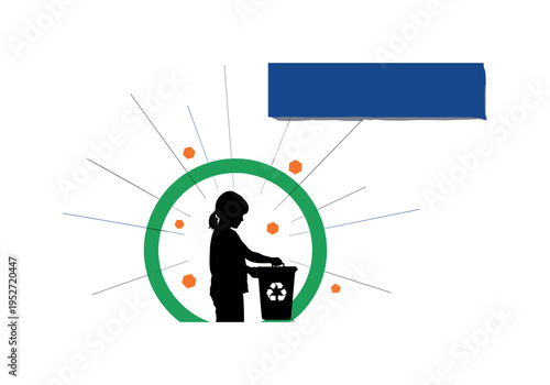 Black and white child silhouette standing before an open wardrobe, oversized abstract circle behind like a stage spotlight, bold cobalt blue and bright orange