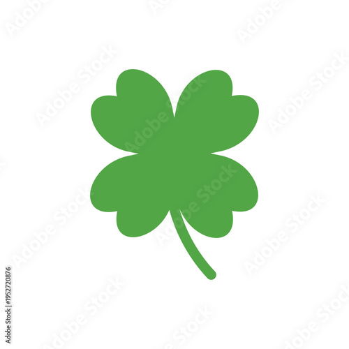 Four-leaf clover icon, green lucky shamrock silhouette vector illustration