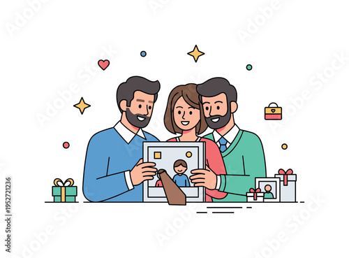 Gift for parents showing a couple happily opening a personalized photo frame together at home, highlighting warmth, family connection, and cherished memories.