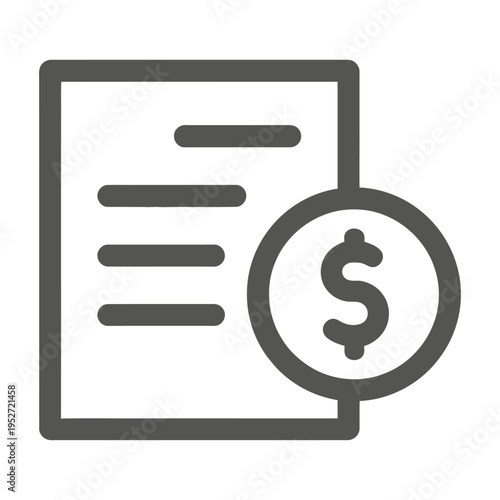 Vector of a document with a dollar sign overlay representing cost or financial statements