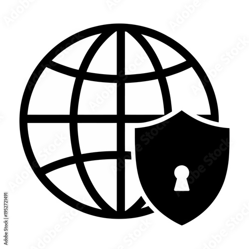 Vector of a globe with a shield symbolizing internet security
