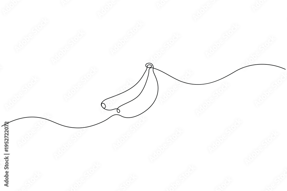 Obraz premium Banana icon continuous one line drawing on white background 