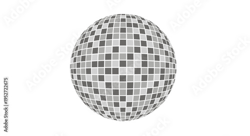 Vector disco ball icon, silver and gray mosaic