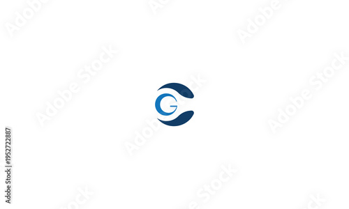 Abstract logo design featuring a blue swirling shape and letter c