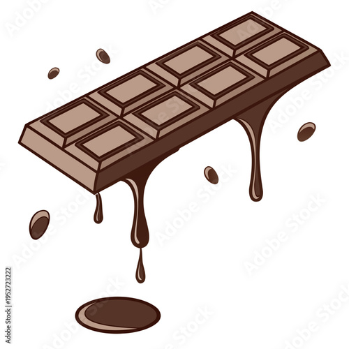 Tableau sur toile Chocolate bar melting with liquid drips and splashes, dark sweet confectionery d