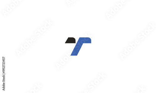 Abstract logo design featuring a stylized letter r in blue and black