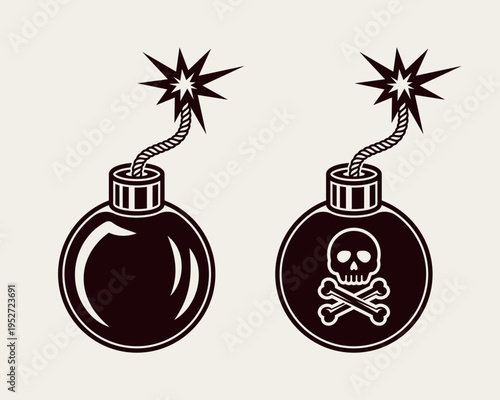 Pirate bomb with fuse vector objects. Ideal for pirate emblems, game assets, adventure branding and nautical illustrations