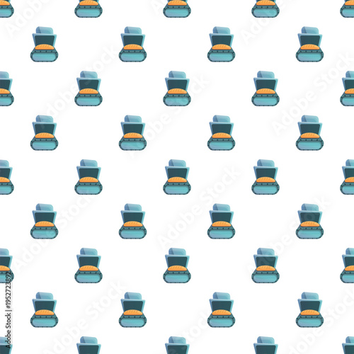 Bakery conveyor belt moving dough or bread on a seamless repeating pattern background