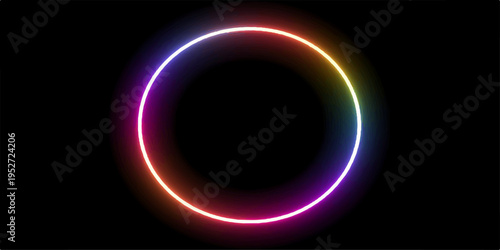A vibrant illustration features a glowing blue neon ring designed as a circular art pattern that radiates energy like a bright stellar eclipse against the dark space of a black wallpaper