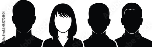 Silhouettes of diverse people, vector illustration of male and female profiles for anonymity, diversity, placeholder, and design concepts in presentations and graphics