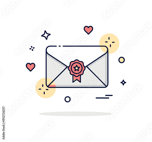 Secret wish envelope featuring a small closed envelope with a star seal and subtle glow accents, symbolizing private dreams and heartfelt messages. The