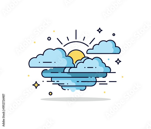 Heavens opening with soft layered clouds parting around a radiant light source, expressing transcendence, hope, and spiritual elevation. A calm visual metaphor