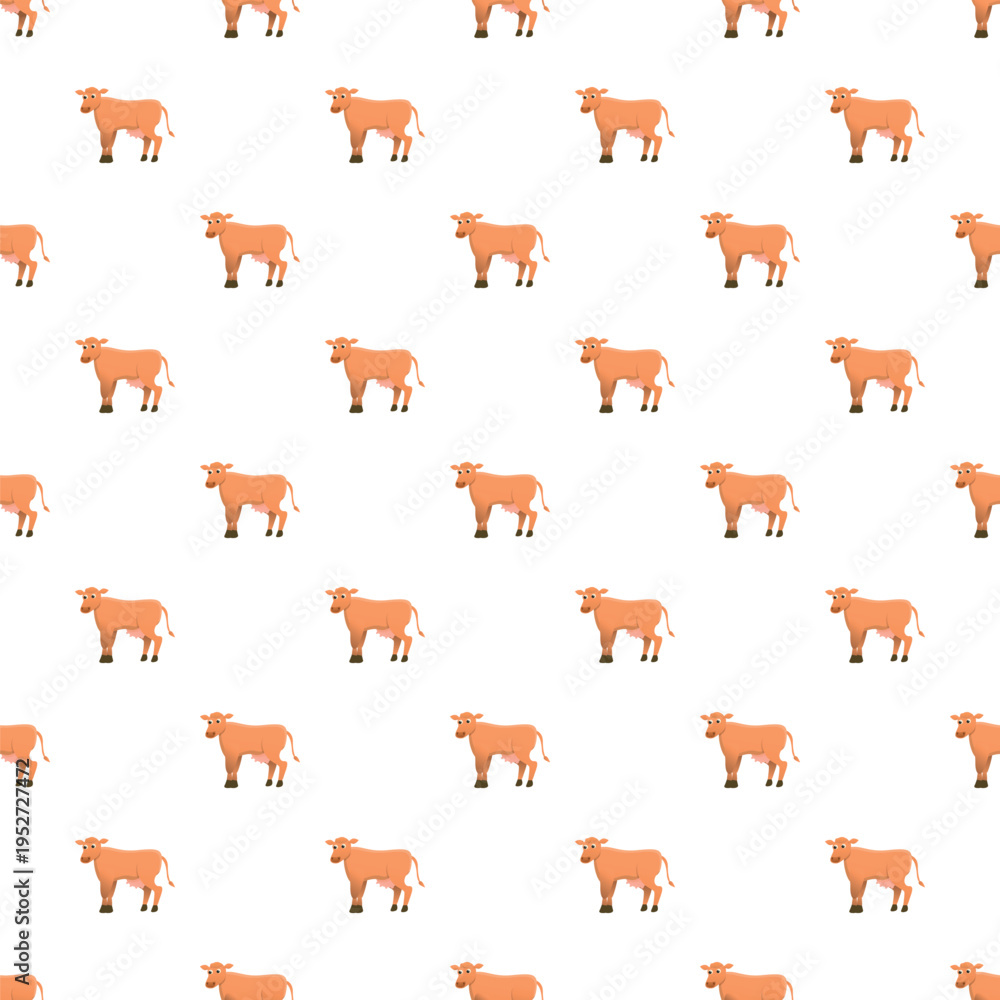 Obraz premium Cute brown livestock heifers forming a seamless vector print