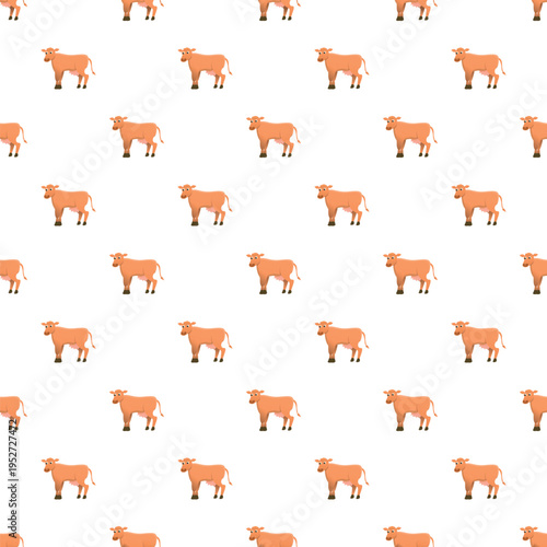 Cute brown livestock heifers forming a seamless vector print