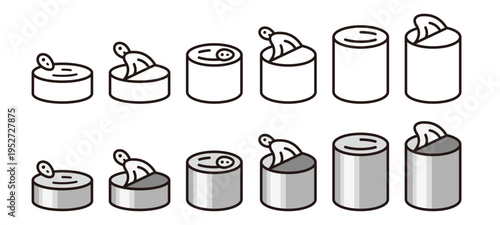 缶詰のアイコン。非常食や保存食のイラスト。Canned food icon.