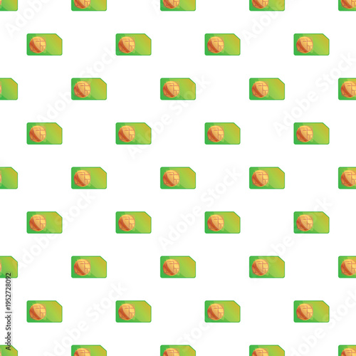 Repeating green sim cards creating a technology and communication seamless pattern