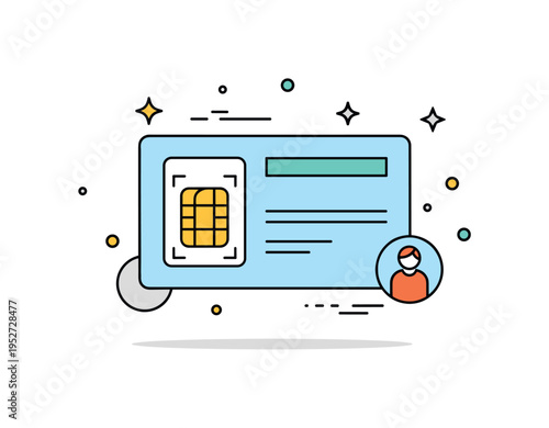 Future identity technology stylized digital ID card with embedded biometric chip and subtle scan lines, expressing innovation in secure identification systems.