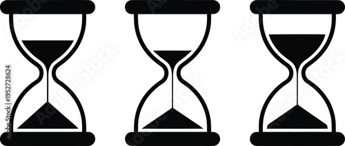 Black Hourglass Icons on White Background